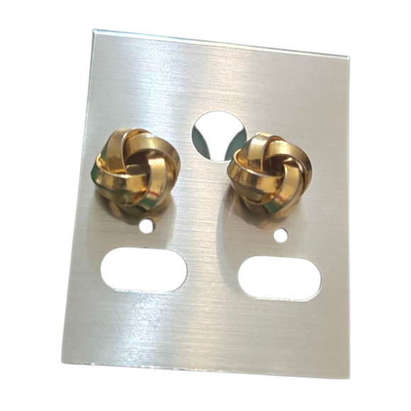 Pierced Earrings Love Knot Gold Tone Small Minimalist Knot Post SKU 2745 - Picture 2 of 3